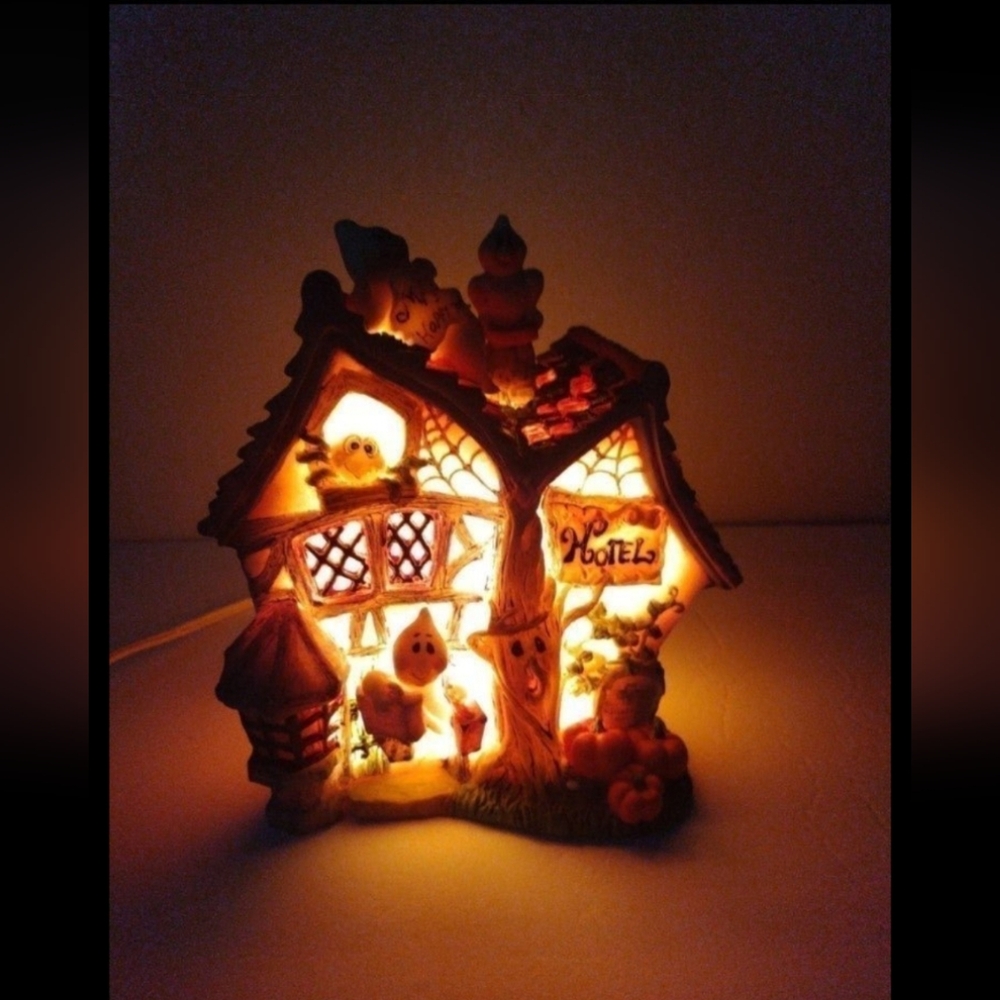 Whimsical Vintage Halloween Lamp Decoration, Rare